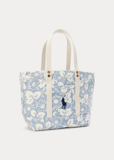 Women's Polo Ralph Lauren Canvas Floral Medium Tote Bags | 740385EWL